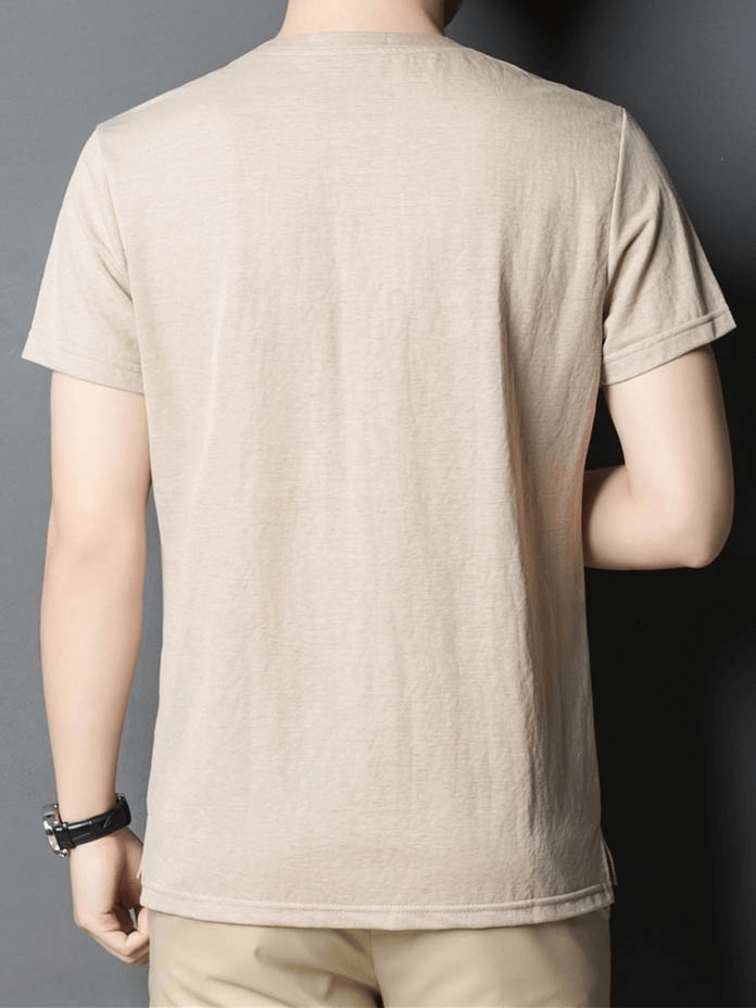 Stilvolles, leichtes Baumwoll-T-Shirt mit V-Ausschnitt und kurzen Ärmeln für Herren – SF1081 