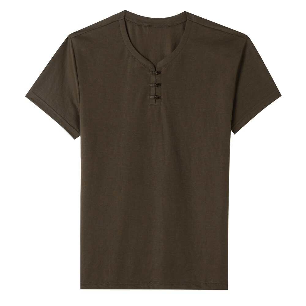 T-shirt léger à manches courtes et col en V en coton élégant pour hommes - SPF1081 