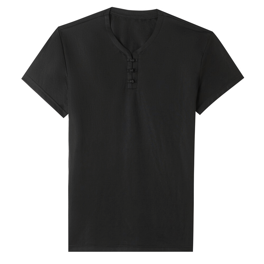 T-shirt léger à manches courtes et col en V en coton élégant pour hommes - SPF1081 