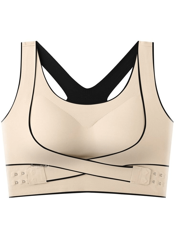 Stylish Elastic Cross Back Push Up Sports Bras For Women With Front Closure - SF0483