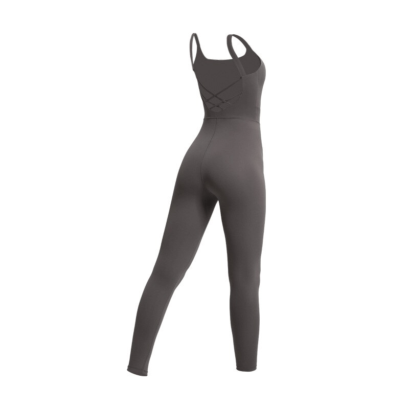 Stilvoller elastischer Damen-Fitnessoverall mit offenem Rücken – SF1144 