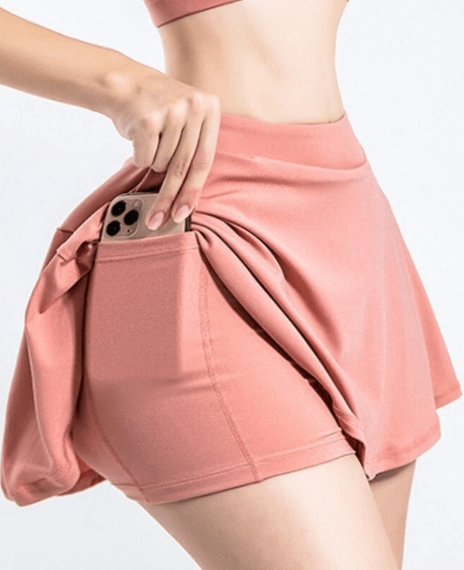 Stylischer elastischer Damen-Tennis-Shorts-Rock mit Tasche – SF0187 