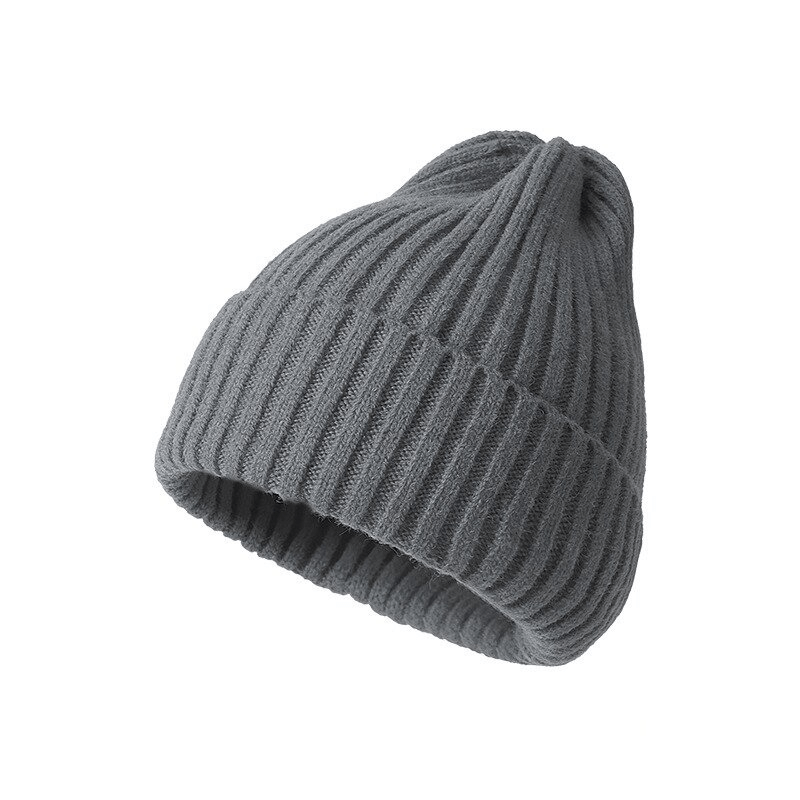 Stylish Knitted Plain Women's Hat in gray, made from acrylic and wool, perfect for warmth and fashion, fits head circumference 48-54cm.