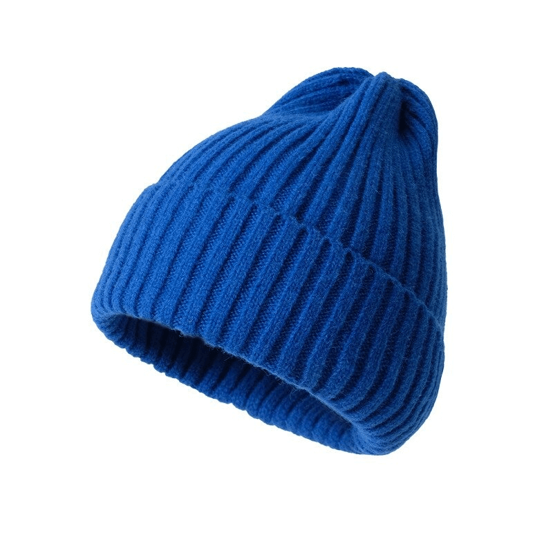 Stylish knitted blue women's hat made of acrylic and wool, perfect for warmth and fashion. Adjustable fit for casual wear.