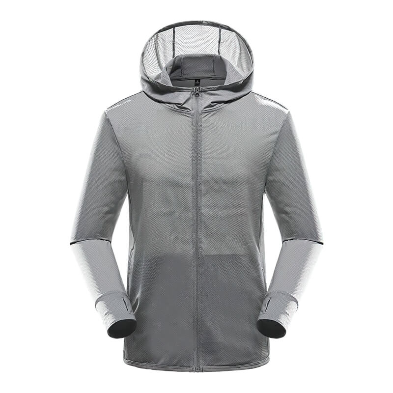 Men's stylish light windbreaker with thumb holes, perfect for hiking and camping. Lightweight, quick-dry, and sun protection.