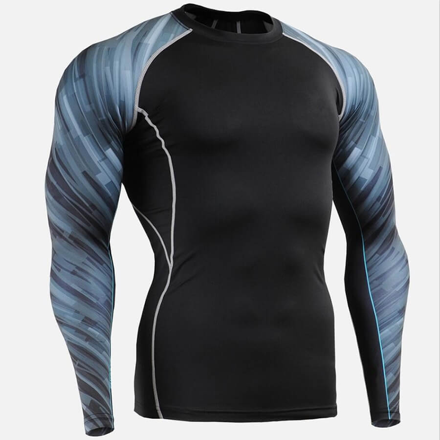 Stylish long sleeves sports top for men with compression fit, featuring breathable fabric ideal for fitness and performance.
