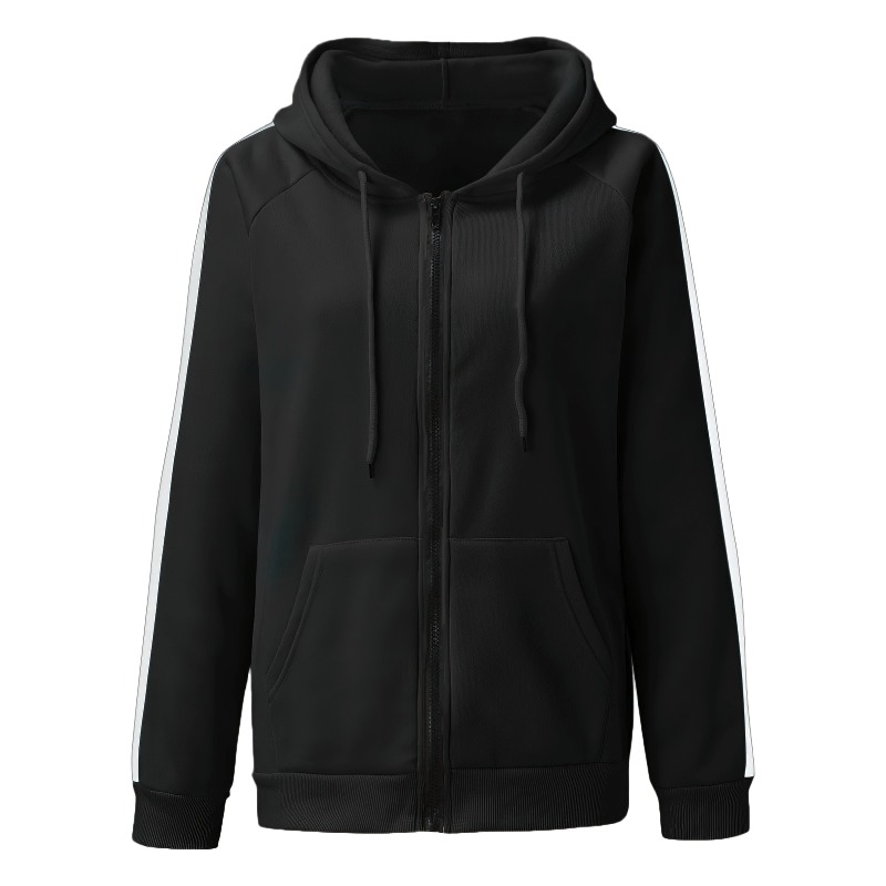 Stylish Loose Zipper Hoodie for Women / Casual Oversized Hooded Sweatshirt - SF0086