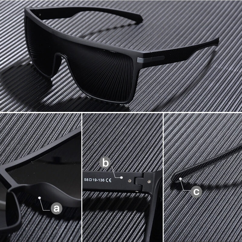 Stylish Male Oversized Square Sunglasses SF0660 with flexible frame, polarized TAC lenses, and maximum UV400 protection for unisex use.