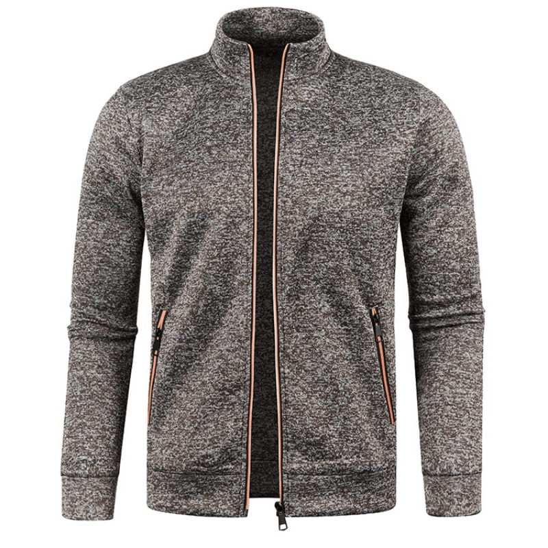 Stylish men's sweatshirt with zippered collar, fleece lining, and full sleeves in gray, perfect for casual wear. Model SF0383.