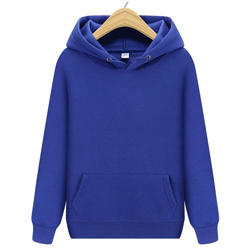 Stylish plain fleece men's hoodie with pockets in blue, perfect for casual wear. SF0374