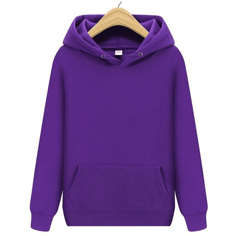 Stylish plain fleece men's hoodie with pockets in purple, full-sleeve, regular fit, ideal for casual wear. SF0374.