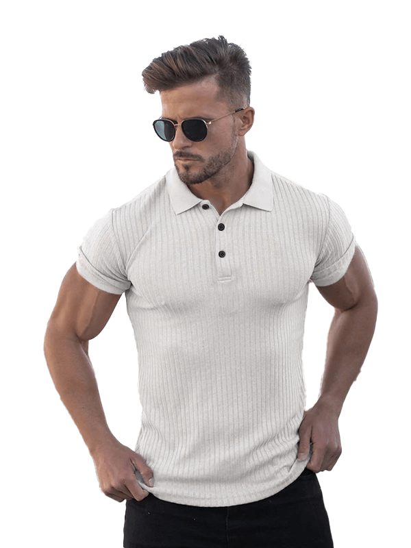 Stylisches Polo-T-Shirt mit Knöpfen / Herren-Streifen-T-Shirt – SF0732