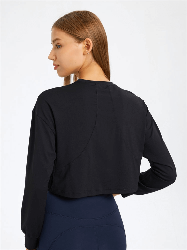 Stylisches sportliches kurzes Damen-Sweatshirt mit langen Ärmeln – SF1145 