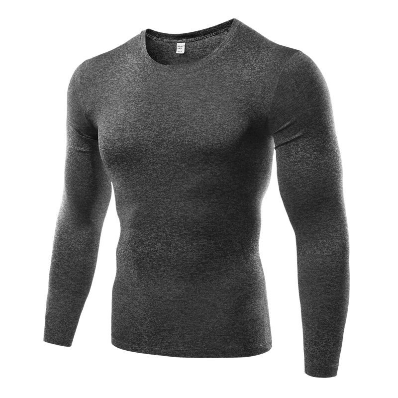Stylish gray quick-dry men's long sleeve shirt SF0411, ideal for active wear with snug fit and moisture-wicking fabric.