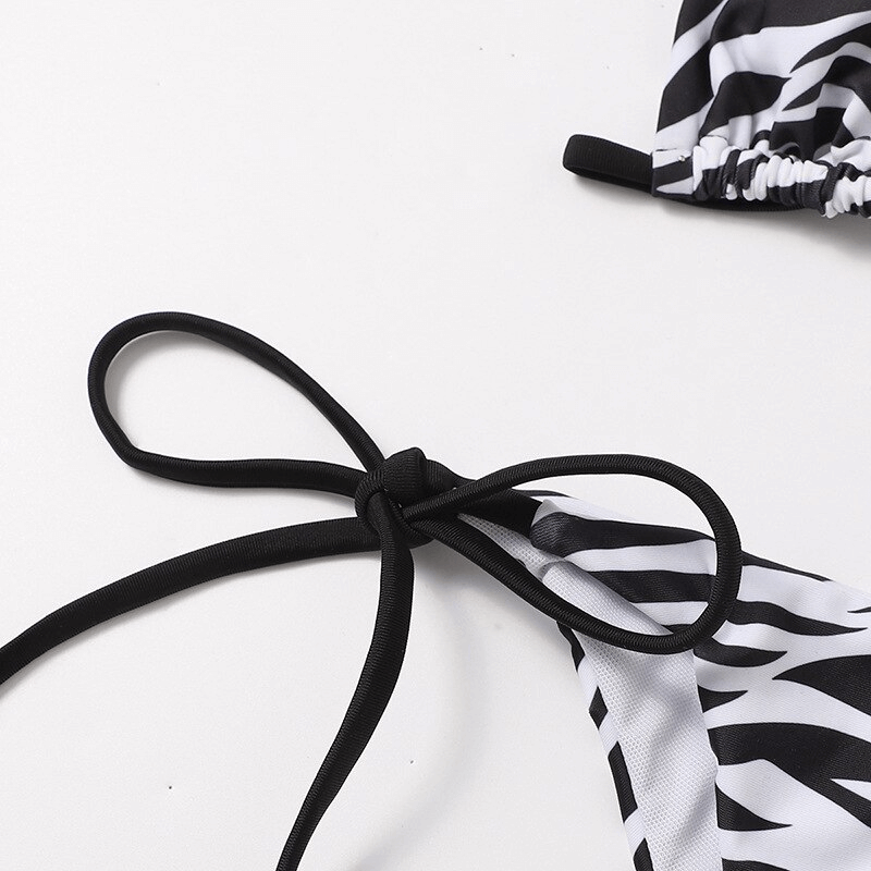 Stylish Striped Women's Bikini Swimwear with Ties with Pushup Effect - SF1052