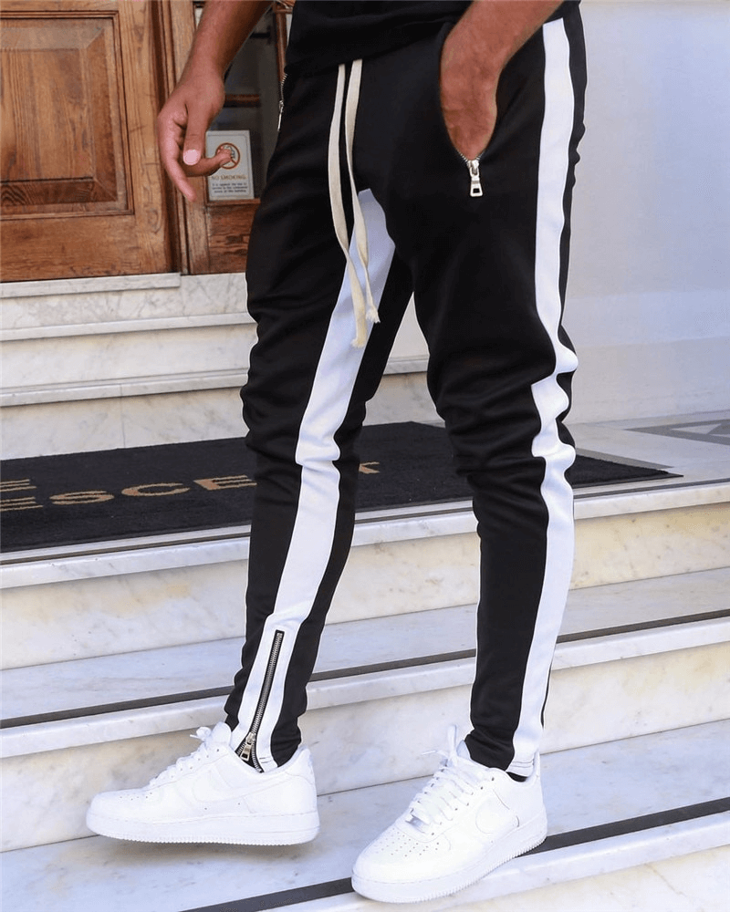 Stylish Two-tone Sports Jogging Pants for Men with Zipper Pockets - SF1133