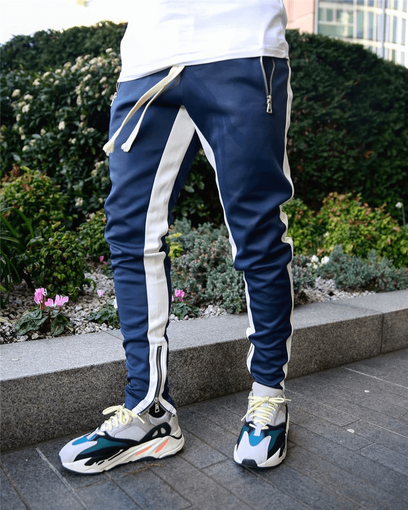 Men's stylish two-tone sports jogging pants with zipper pockets, perfect for running and comfort, SF1133 model.