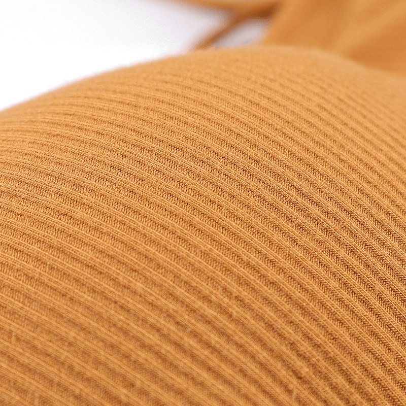 Close-up texture of Stylish Wireless Women's Sports Bra in vibrant mustard color, showcasing breathable modal material, SF0505.