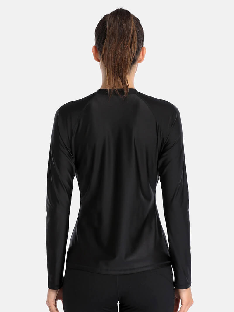 Stylish Women's Long Sleeves Rashguard Top with Zipper Front - SF0527