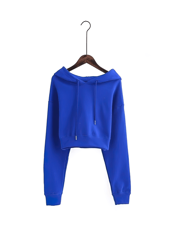 Stylischer Damen-Sport-Hoodie / verkürztes, langärmeliges Sweatshirt mit Bündchen – SF0091 