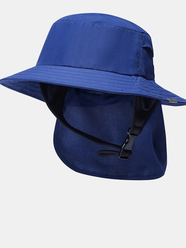 Sun Protection Breathable Waterproof Wide Brim Hat in blue with neck cover, ideal for outdoor UV protection, style SF0415.