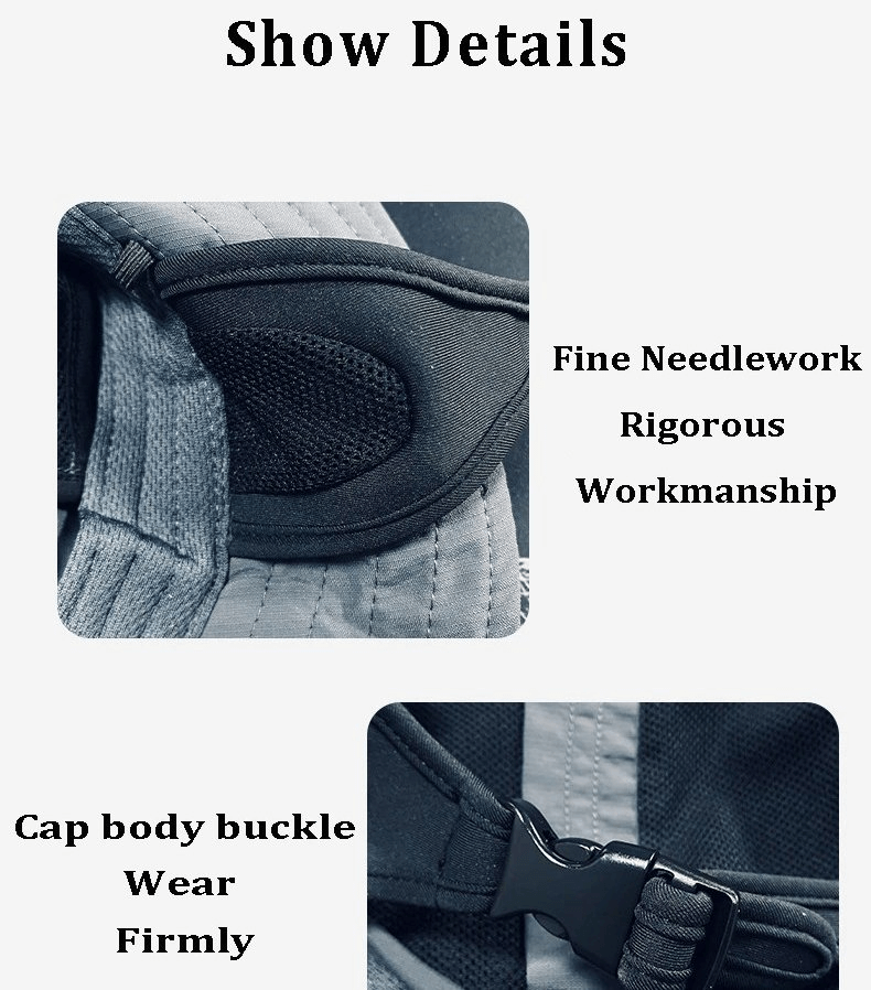 Detailed stitching and buckle of Sun Protection Breathable Wide Brim Hat, highlighting fine needlework and secure fit.