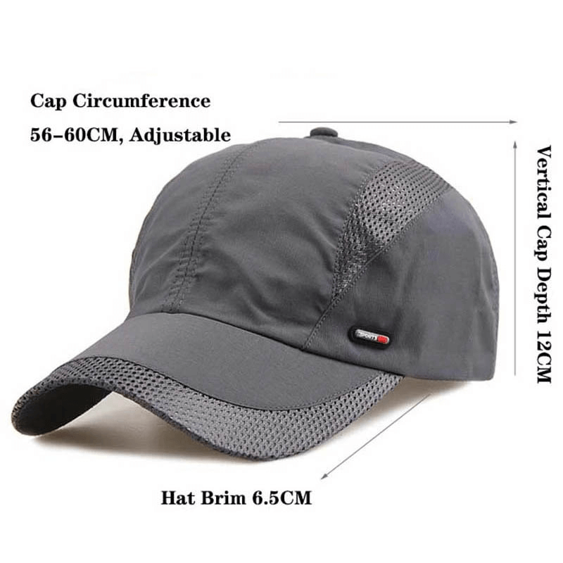 Sun Protection Fine Mesh Baseball Cap SF0453 - Adjustable, Unisex, Outdoor Activities, Polyester, Solid Pattern, Comfort Fit