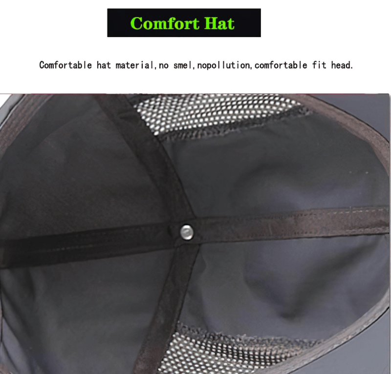 Inside view of sun protection baseball cap with fine mesh design and comfort fit head lining.