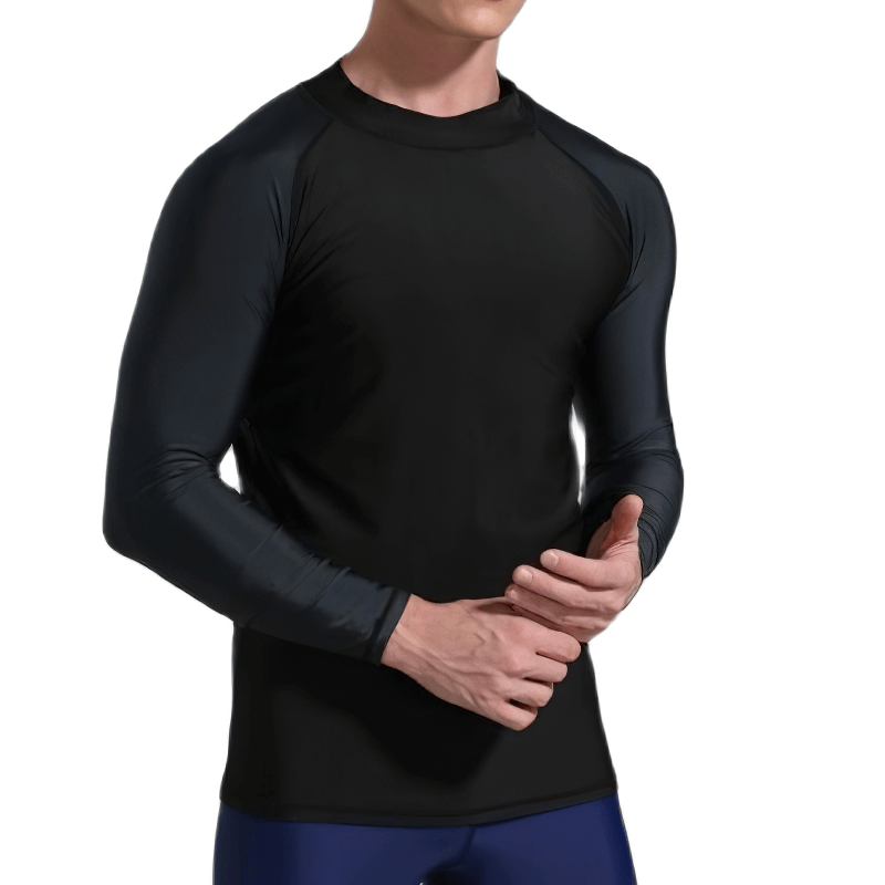 Sun Protection Men's Elastic Compression Shirt for Swimming and Sports, UV protection, breathable quick dry, black, SF0932.