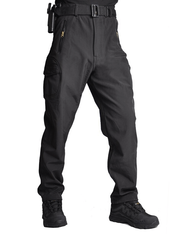 Men's tactical waterproof pants with zipper fly, ideal for camping and hiking. Anti-sweat, quick-dry, antistatic, and windproof features.