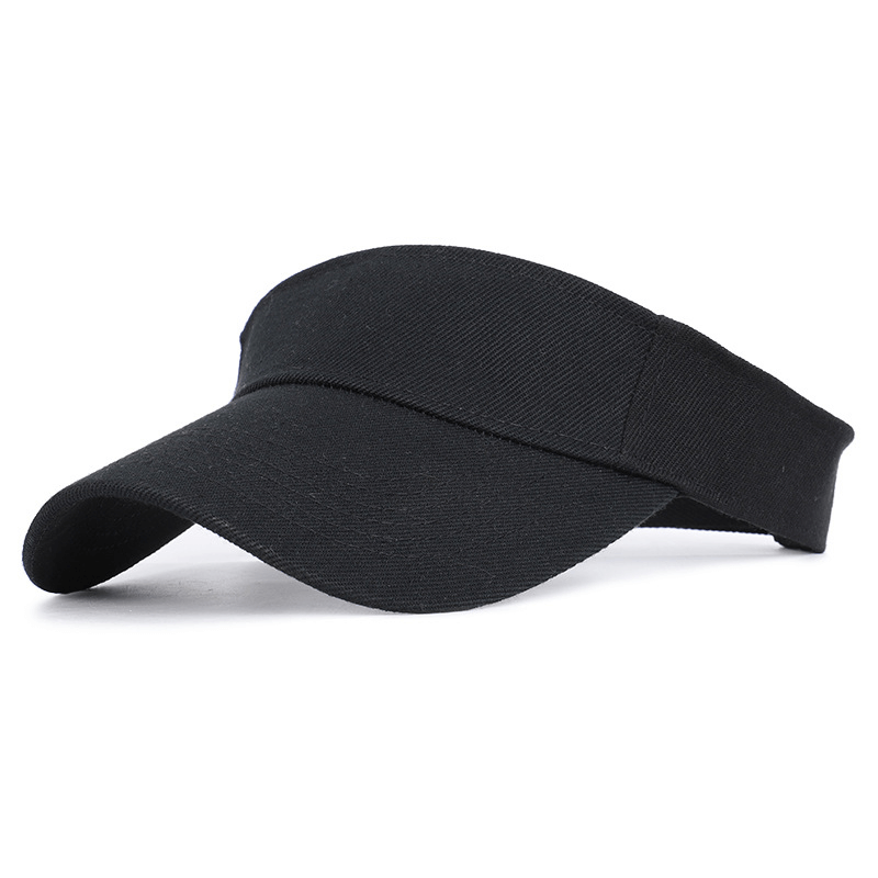 Black tennis golf visor cap with UV protection and breathable cotton fabric, perfect for sports and outdoor activities.