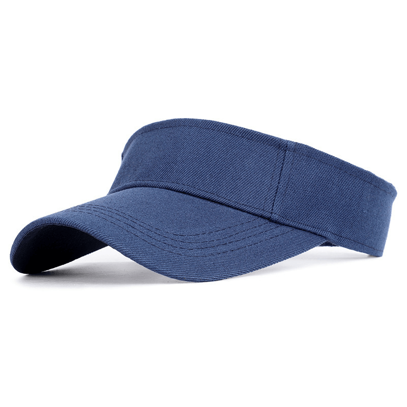 Navy blue breathable cotton UV protection visor cap for tennis and golf, adjustable fit, unisex sports style SF1190.