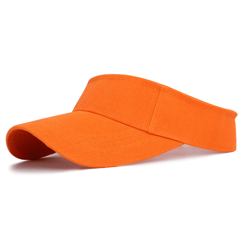 Orange breathable cotton visor cap with UV protection, perfect for tennis and golf. Adjustable, unisex sports style - SF1190.