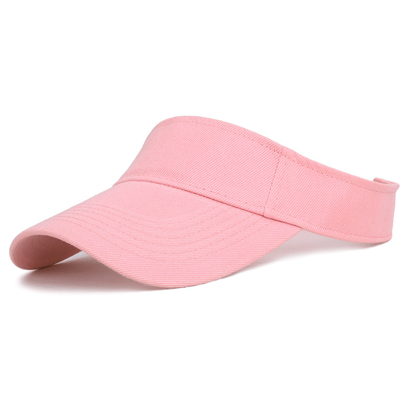 Pink breathable cotton adjustable visor cap for tennis and golf, offering UPF 30+ UV protection, unisex sportswear SF1190.