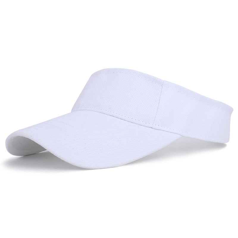 White breathable cotton adjustable visor cap for tennis and golf, provides UPF 30+ UV protection, unisex design, perfect for outdoor sports.