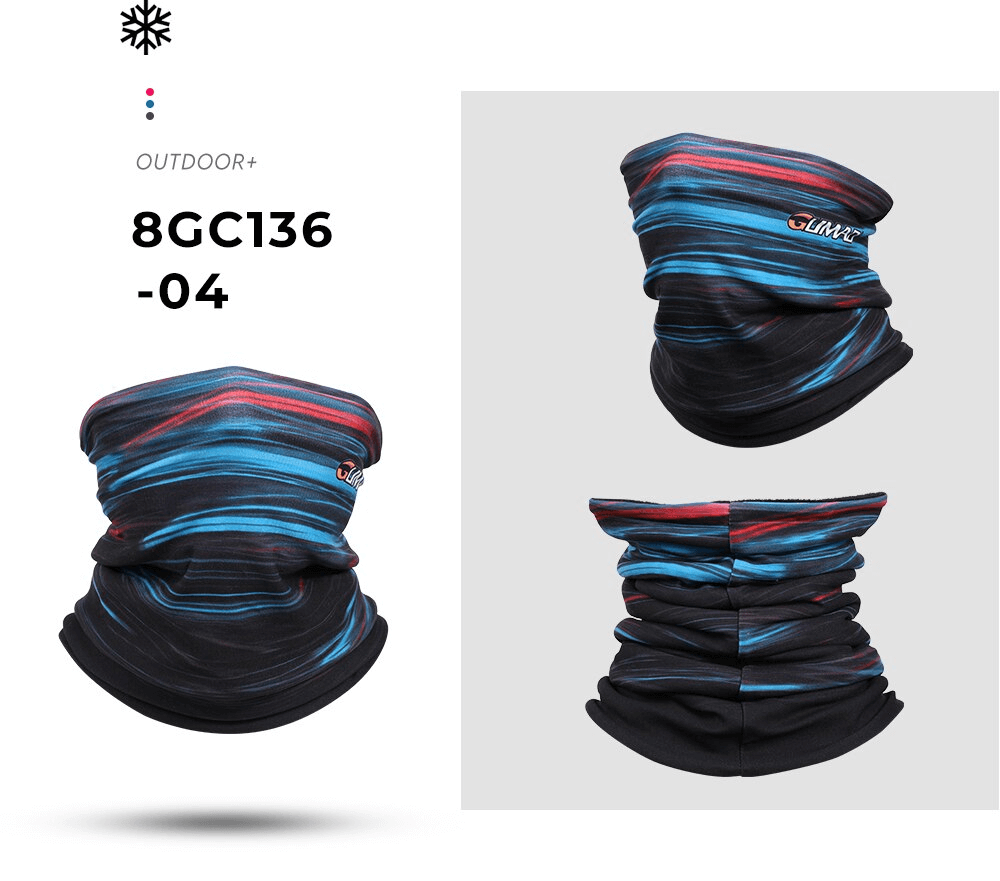 Thermal Fleece Motorcycle Face Mask SF0900 in black with blue and red stripes for outdoor cycling and motorcycling.