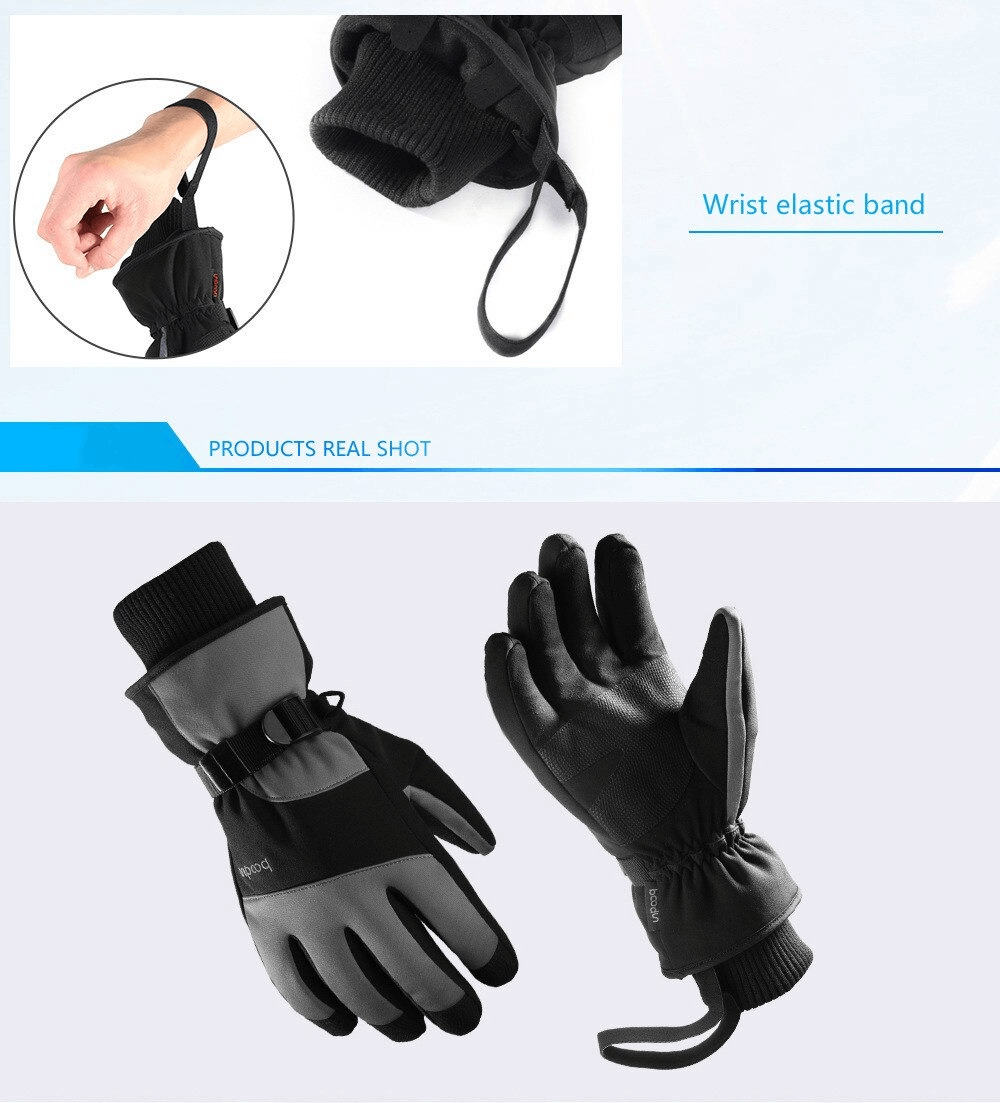 Unisex Thick Waterproof Mountaineering Gloves with wrist rope, showing secure fit and durable design for all-weather protection.
