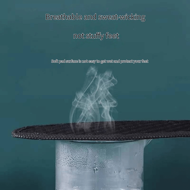 Steam rising from a breathable sports insole, highlighting sweat-wicking and antibacterial features for non-stuffy feet. SF1122