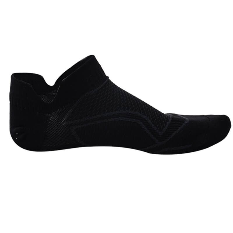 Black thin anti-slip breathable sports sock for men and women, featuring mesh design and lightweight durability, perfect for running comfort.