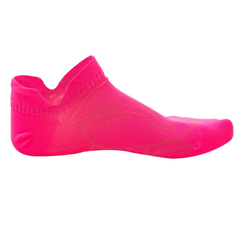 Bright pink thin anti-slip breathable sports sock for men and women, designed for running with mesh panels and a snug fit.
