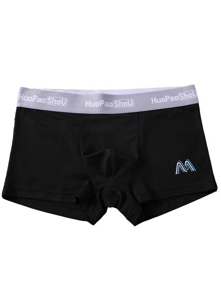 Thin M Letter Print Boxers with Elastic Rubber for Men - SF0742