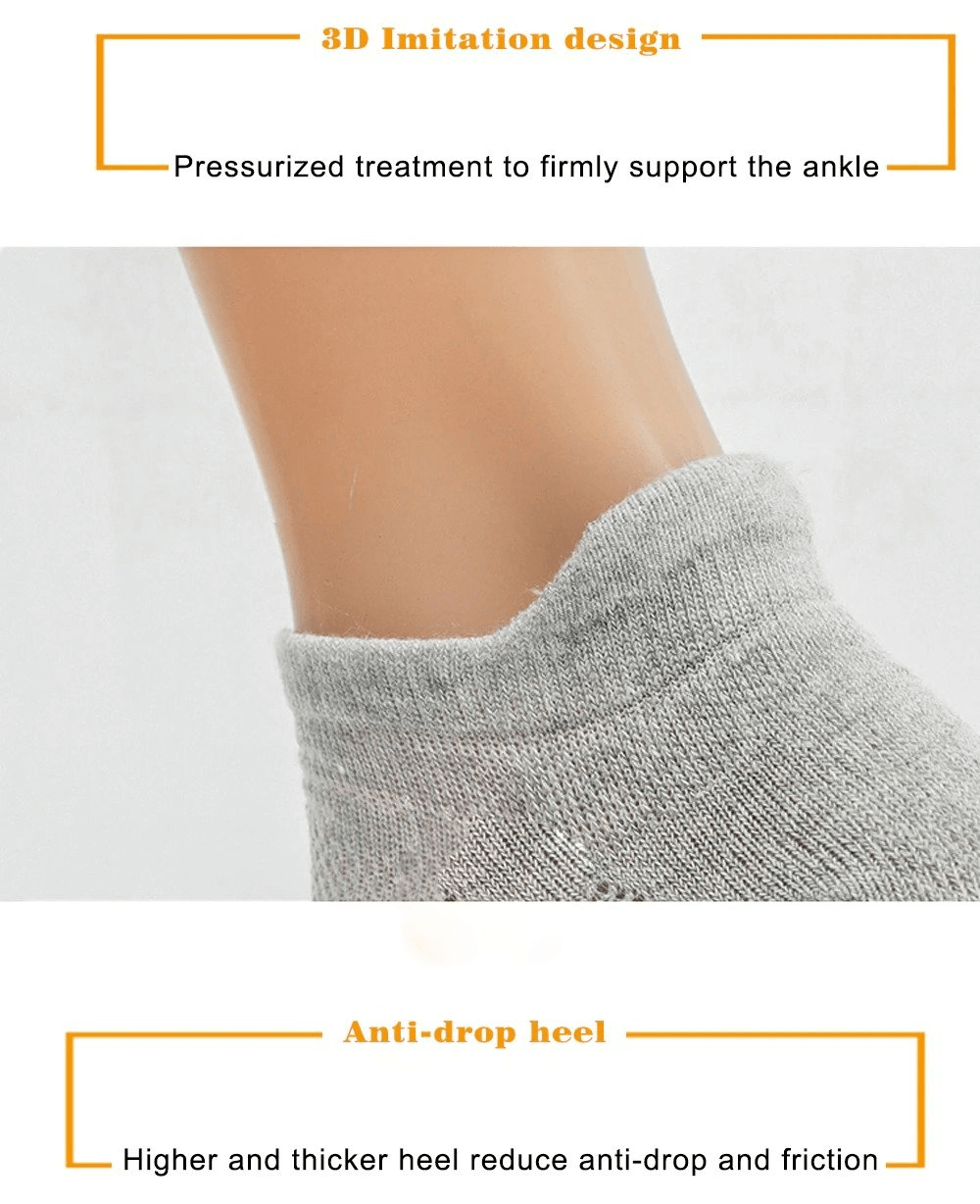 Thin sports breathable socks with 3D imitation design for ankle support, featuring anti-drop heel for running comfort.