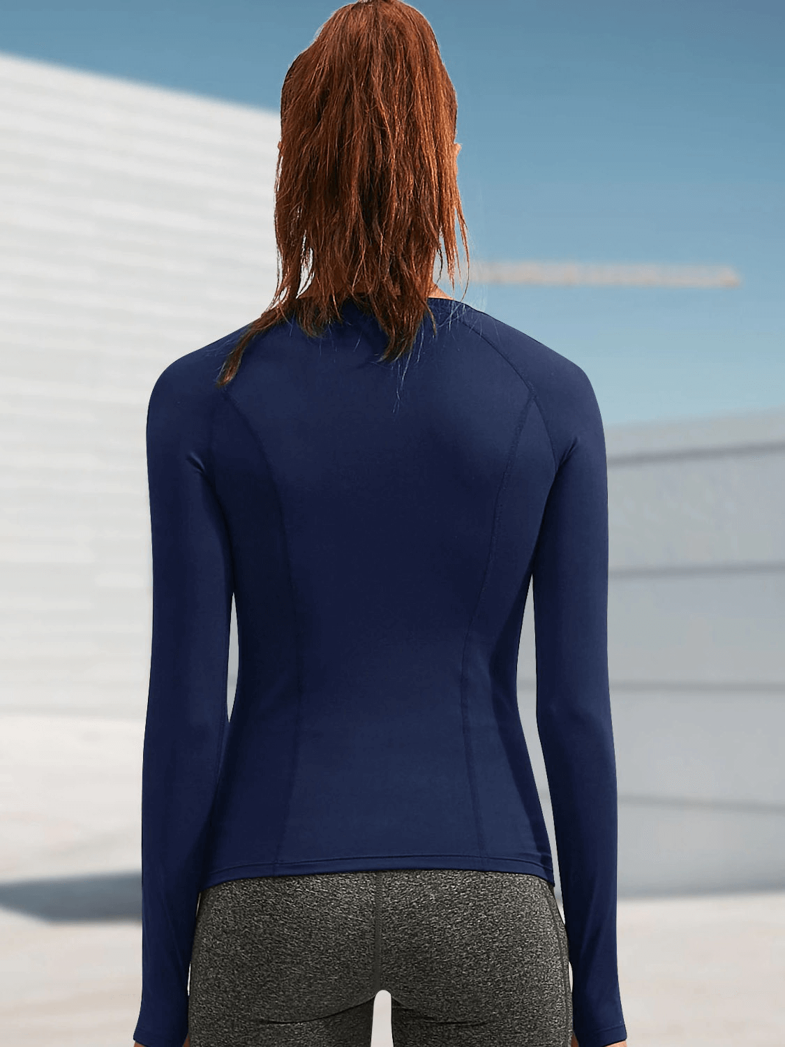Daumenloch-Design, warmes Laufoberteil / Kompressions-Fitnesskleidung für Damen – SF0057