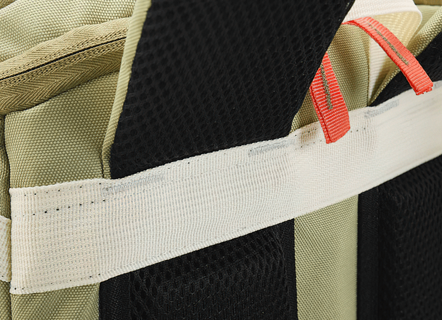 Close-up of Travel Backpack SF0330 with reinforced straps and breathable mesh fabric for enhanced comfort and durability during outdoor adventures.