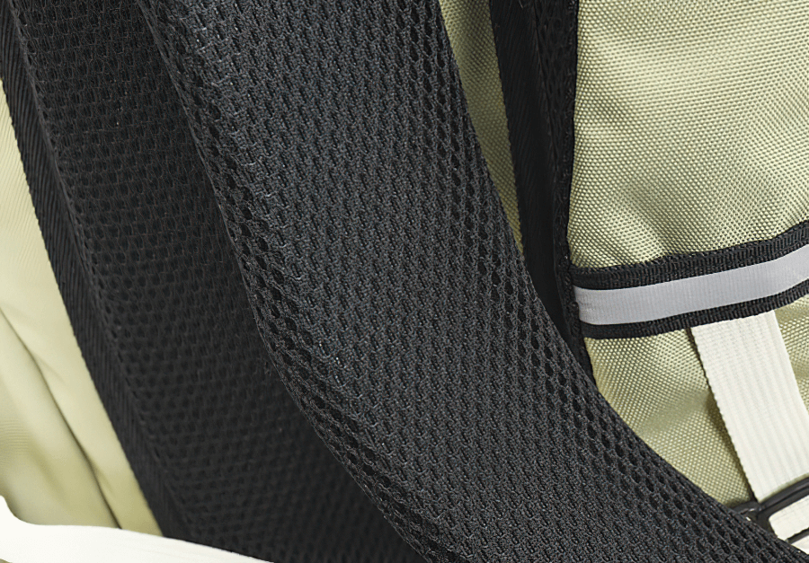 Close-up of Travel Backpack SF0330 with mesh padded strap and durable Jacquard fabric, ideal for outdoor adventures.