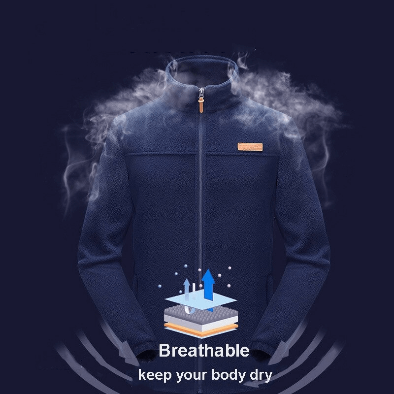 Trekking Men's High Collar Zipper Fleece Jacket SF0230, windproof and breathable design with thermal protection, perfect for hiking.