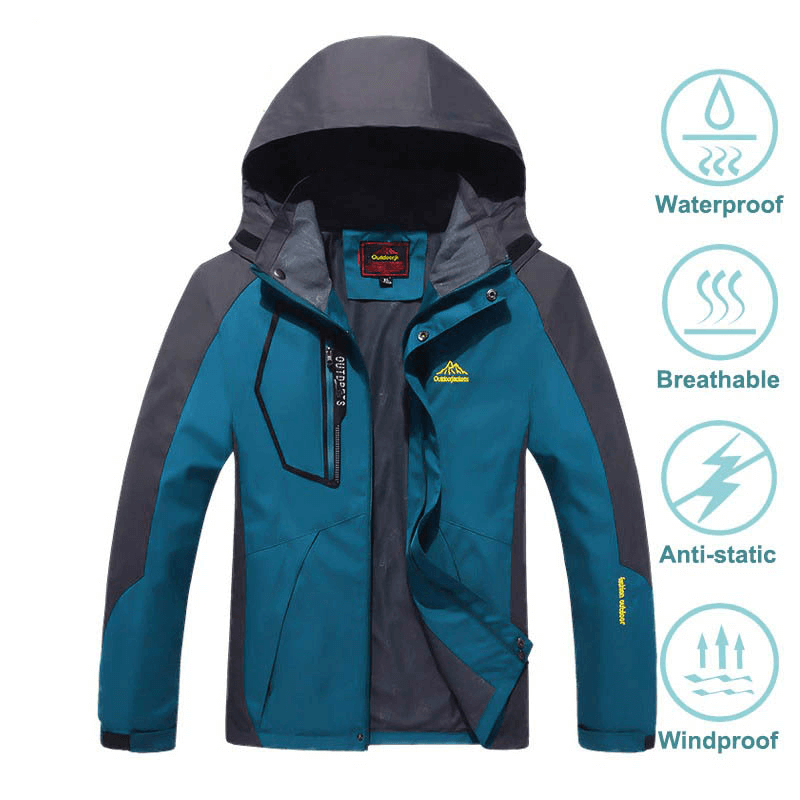 Men's waterproof hiking jacket with adjustable hem, quick-dry fabric, windproof and thermal features, perfect for outdoor treks - SF0522.