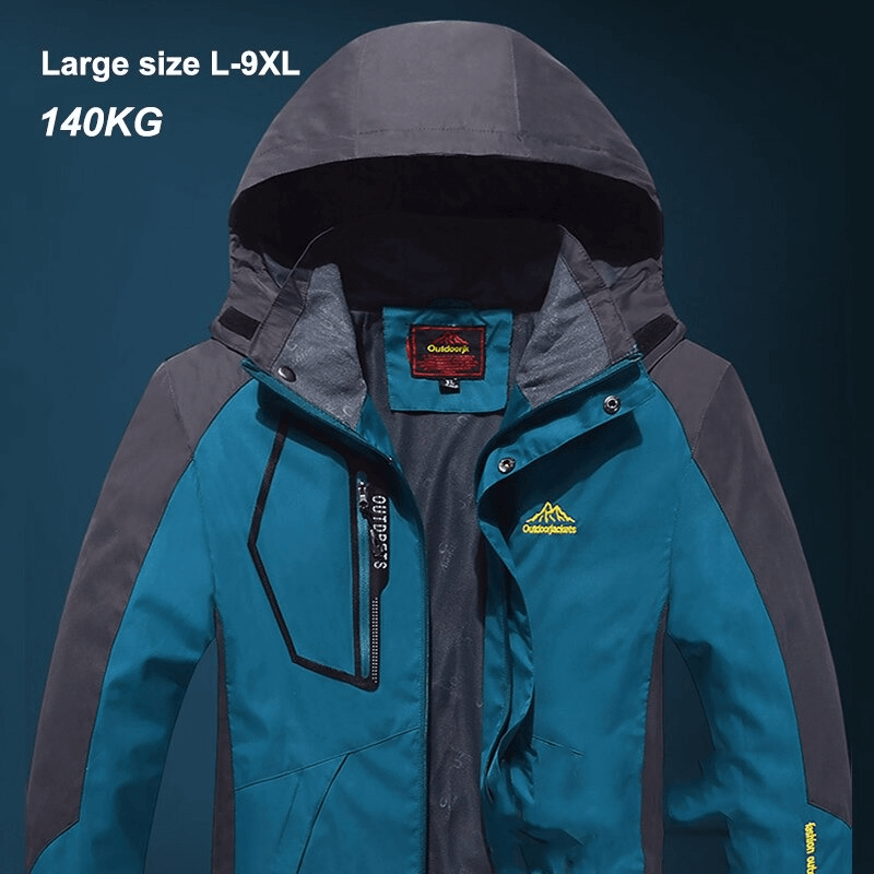 Trekking Men's Waterproof Hiking Jacket, Blue, Large Size L-9XL, with Hem Adjuster for Outdoor Adventures - SF0522