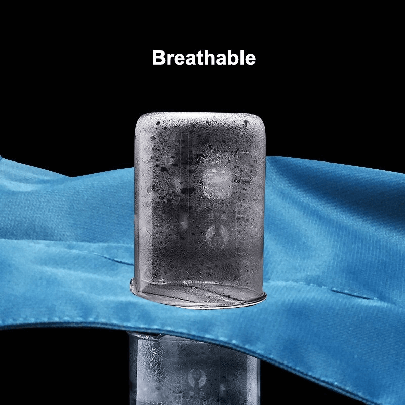 Breathability test showcasing waterproof fabric of Trekking Men's Hiking Jacket SF0522 against a blue background.