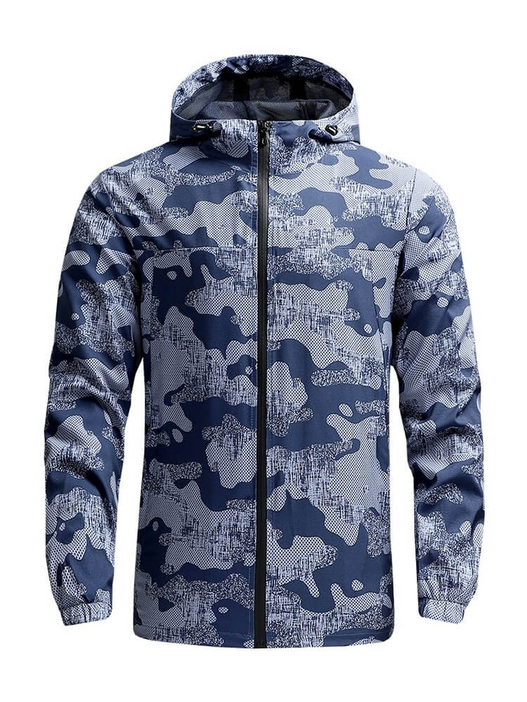 Camouflage Trekking Zipper Hooded Windbreaker for Men - Waterproof, Quick Dry, Ideal for Camping & Hiking